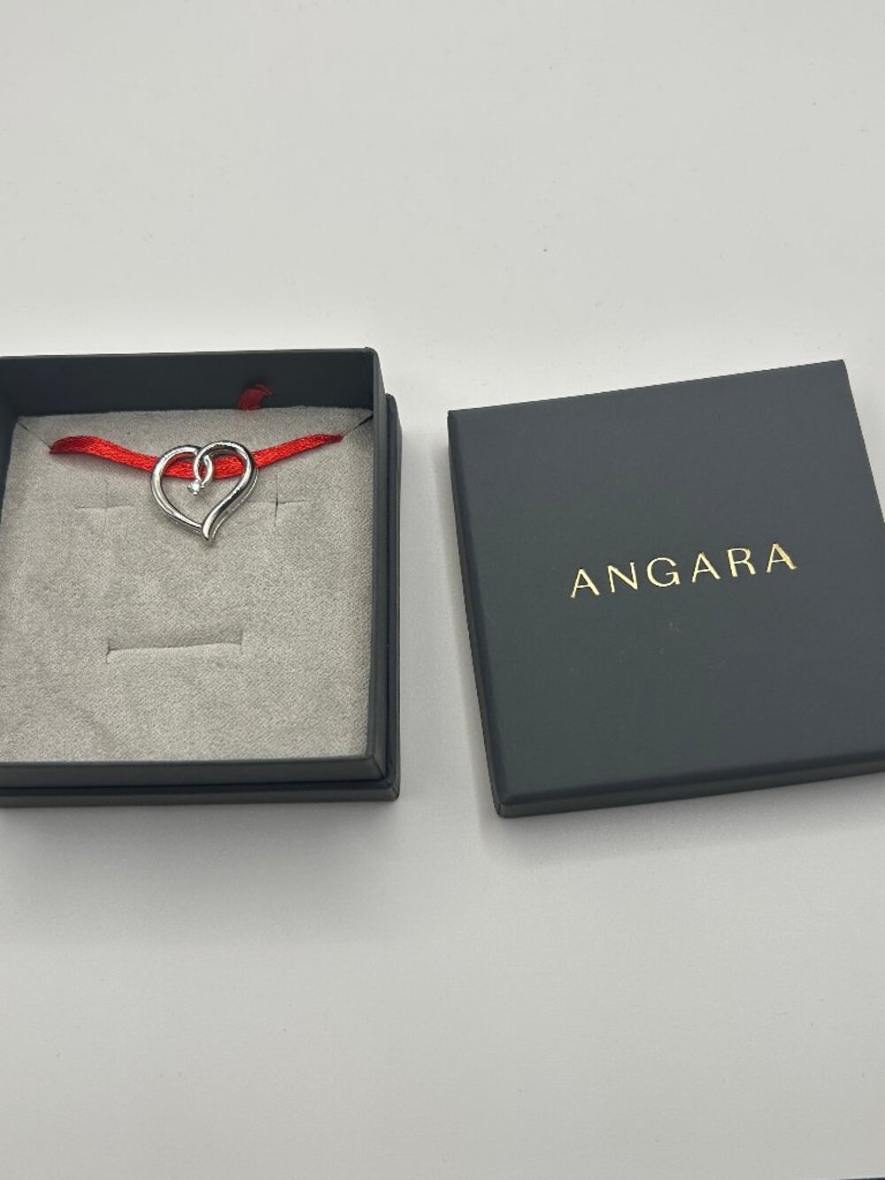 Angara 925 Sterling Silver Open Heart Pendant Necklace New In Box Gift